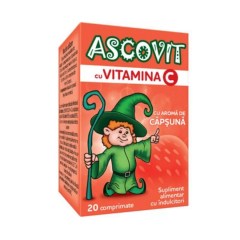 Ascovit cu aroma de capsuni 100 mg, 20 comprimate, Omega Pharma